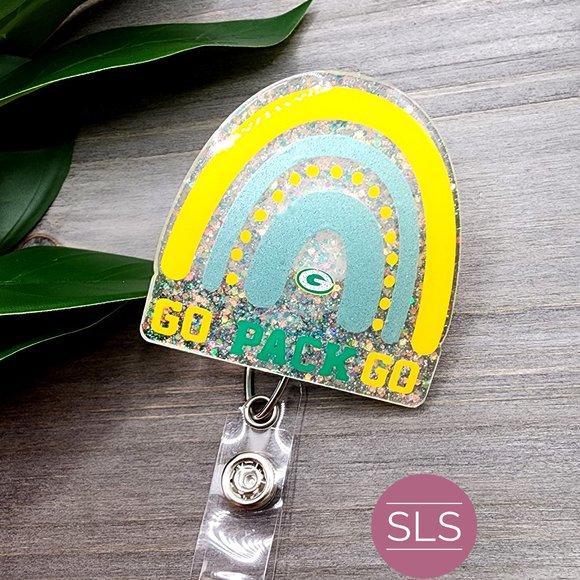 Go Pack Go Rainbow Badge Reel-Football Badge Reel - Picture 2 of 10